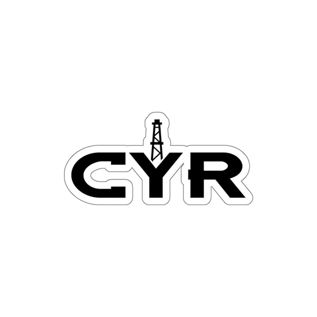 CYR Oil Rig Die-Cut Sticker — Black Logo Laptop Sticker