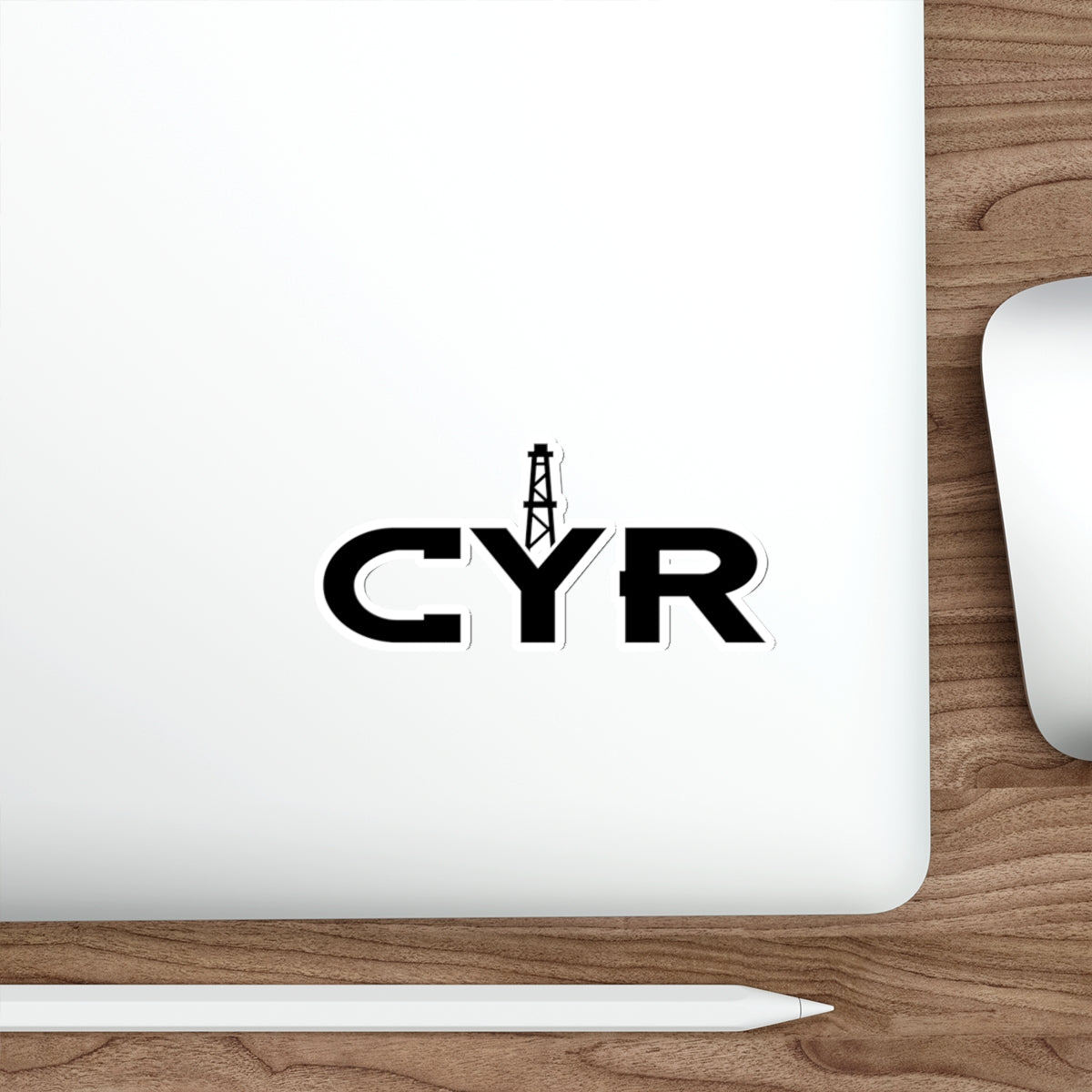 CYR Oil Rig Die-Cut Sticker — Black Logo Laptop Sticker