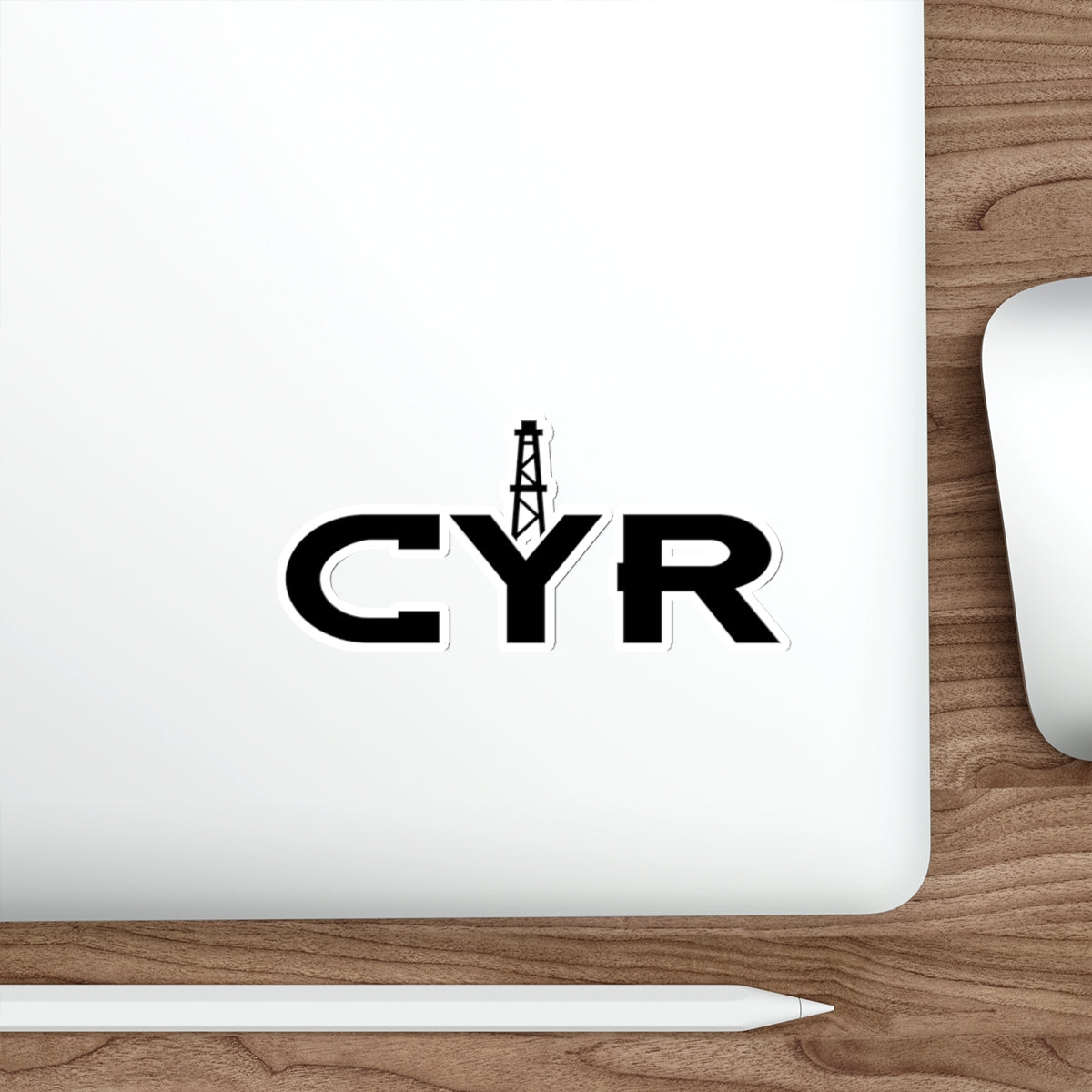 CYR Oil Rig Die-Cut Sticker — Black Logo Laptop Sticker