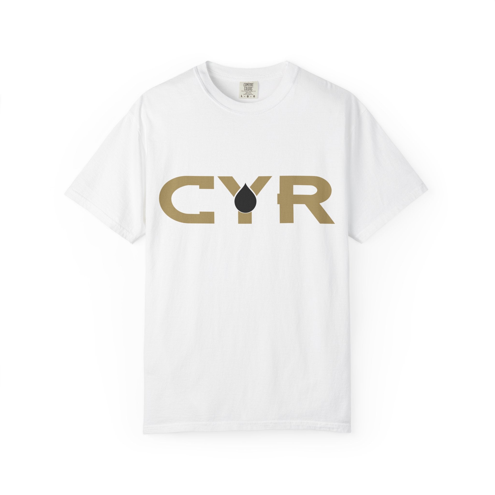CYR Logo T-Shirt — Minimalist Gold Graphic Tee