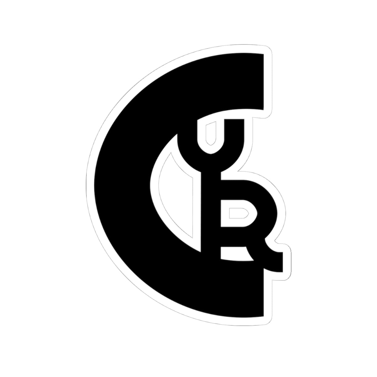 Monogram C•YR Black Kiss-Cut Sticker — Minimal Logo Laptop Decal