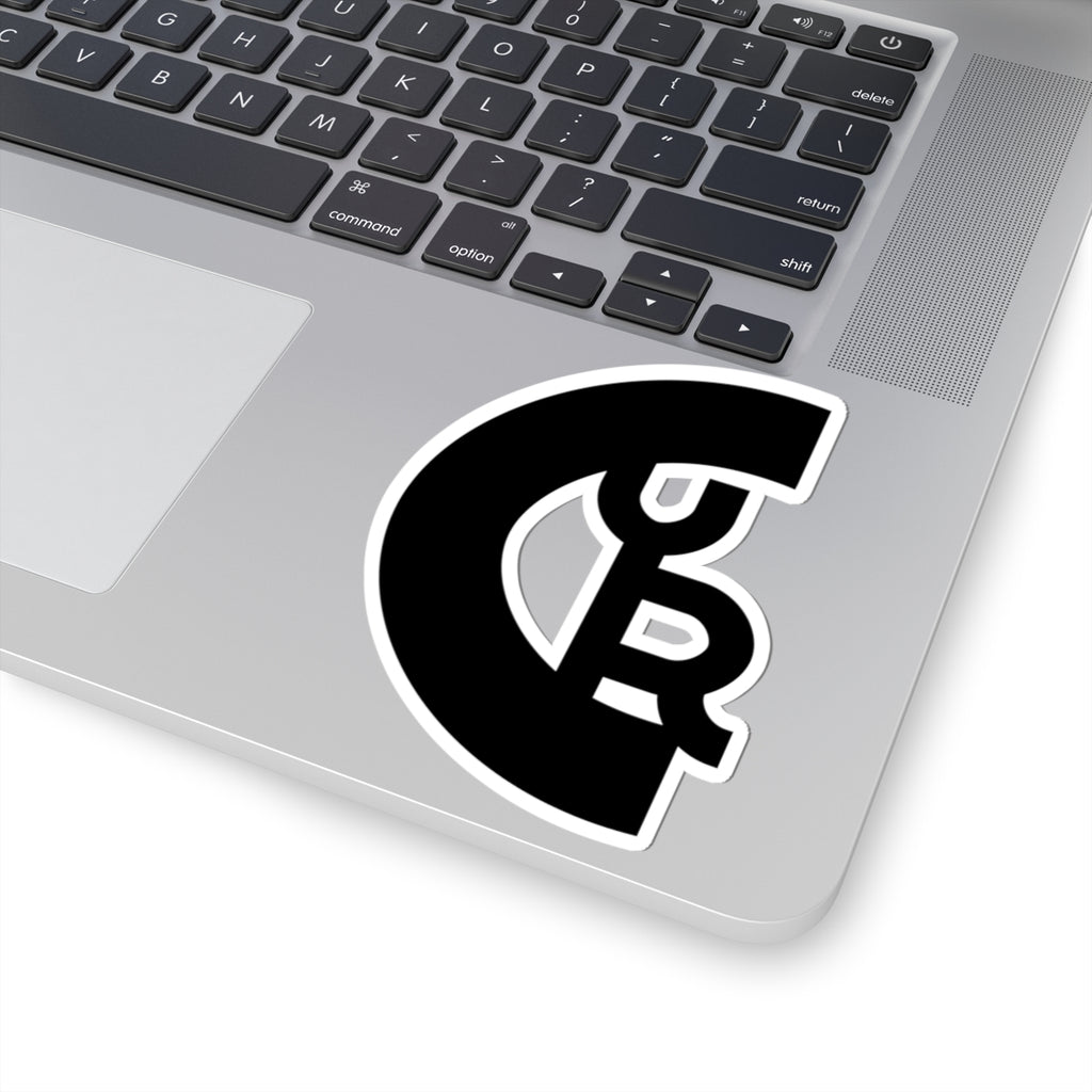Monogram C•YR Black Kiss-Cut Sticker — Minimal Logo Laptop Decal