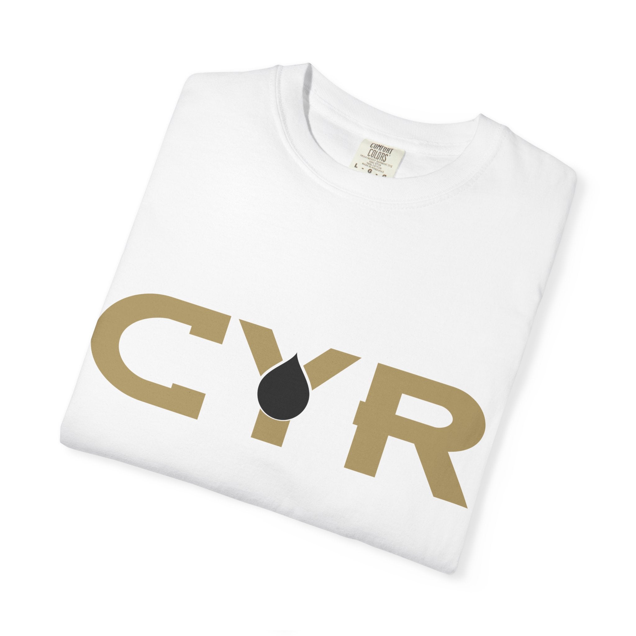 CYR Logo T-Shirt — Minimalist Gold Graphic Tee