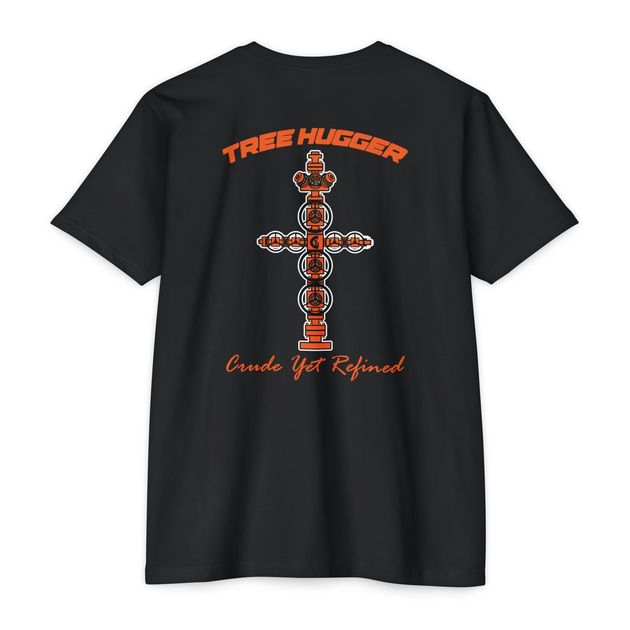 Oilfield Jolly Roger T‑Shirt — 'Back to Our Roots' Orange Frac Tree Design