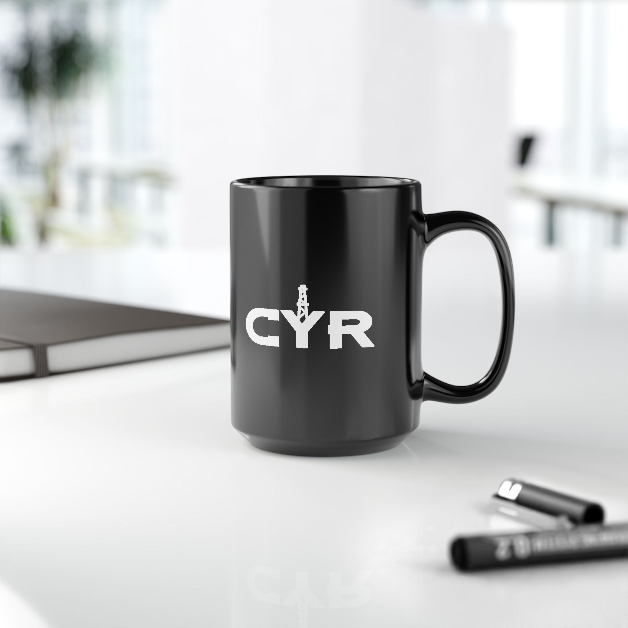 CYR Logo Black Coffee Mug – 11oz/15oz Branded Ceramic Mug
