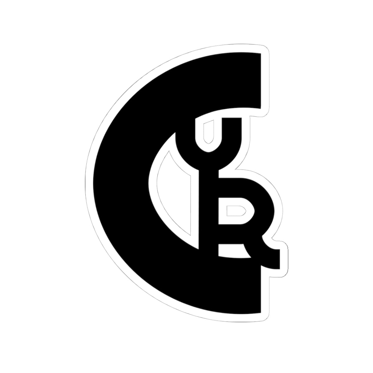 Monogram C•YR Black Kiss-Cut Sticker — Minimal Logo Laptop Decal