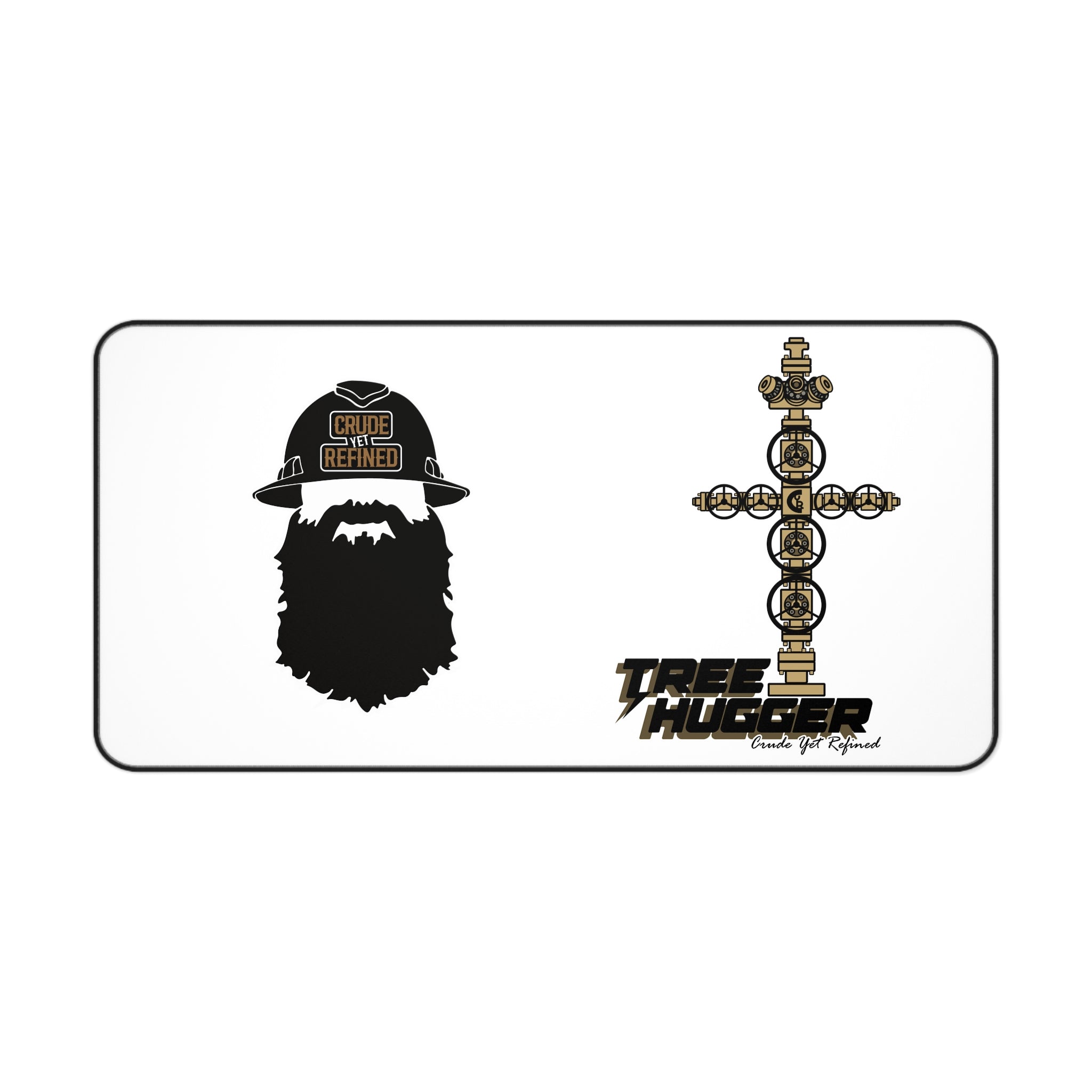 Tree Hugger Desk Mat — Beard Logo & Cross Emblem Mouse Pad