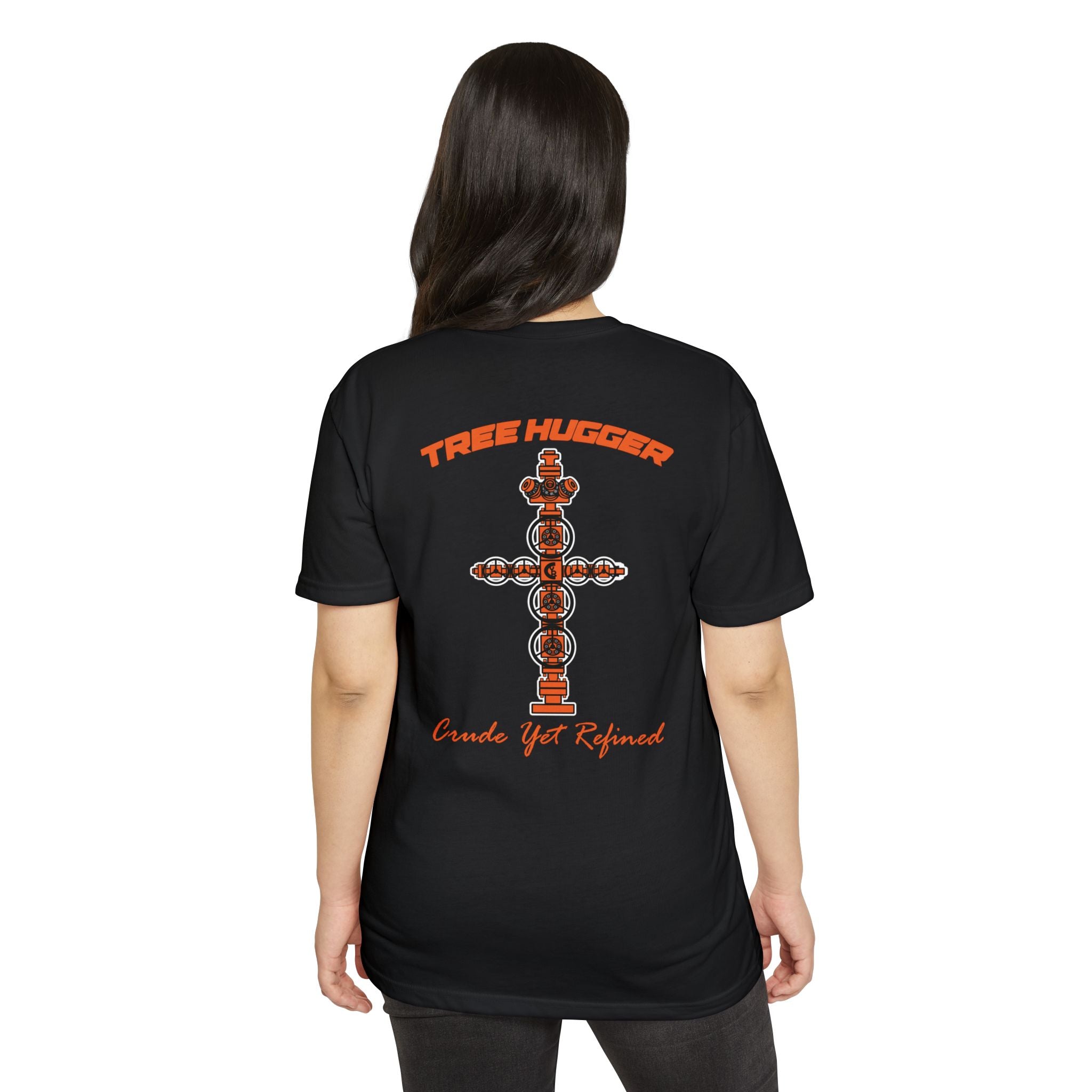 Oilfield Jolly Roger T‑Shirt — 'Back to Our Roots' Orange Frac Tree Design