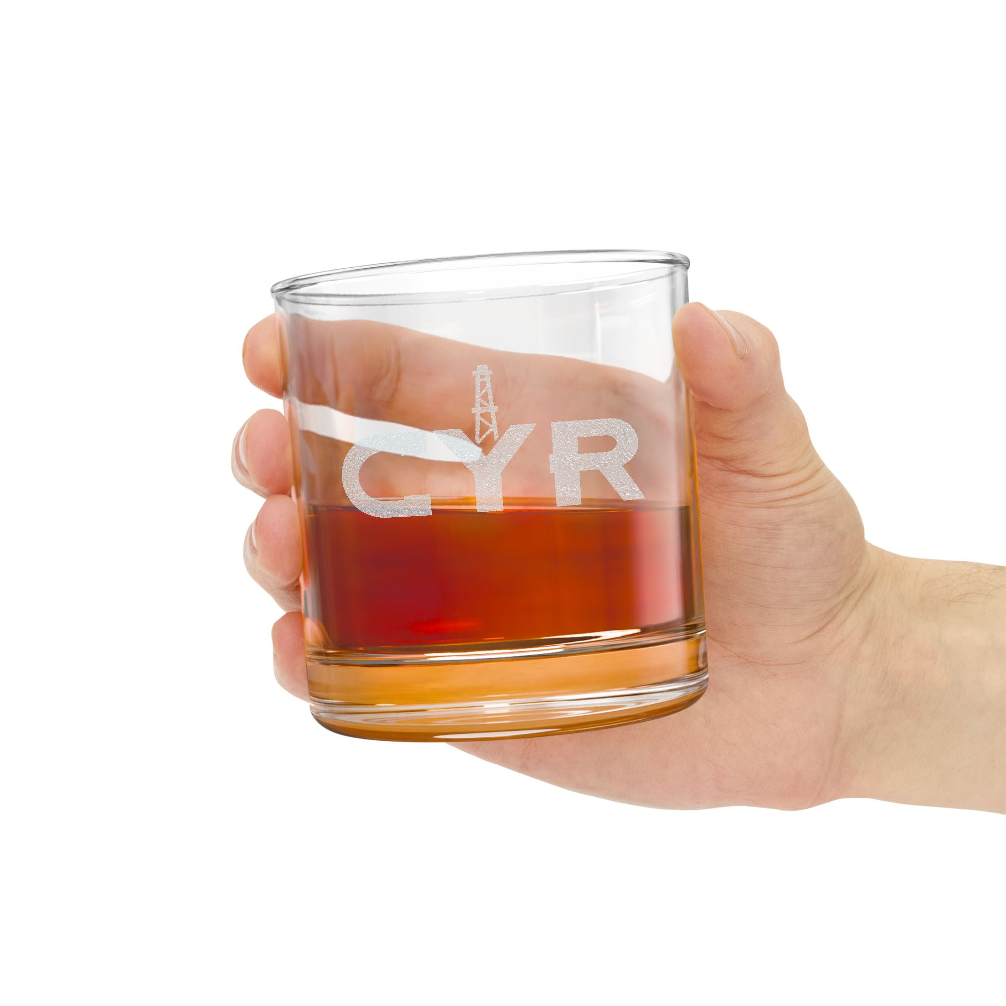Engraved Whiskey Glass 10.5oz — CYR Logo Rocks Glass, Personalized Bar Gift