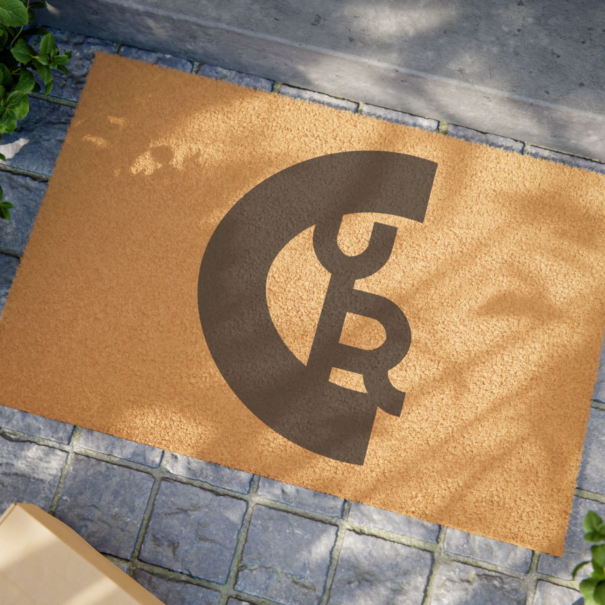 Monogrammed Coir Doormat with Modern CYR Logo